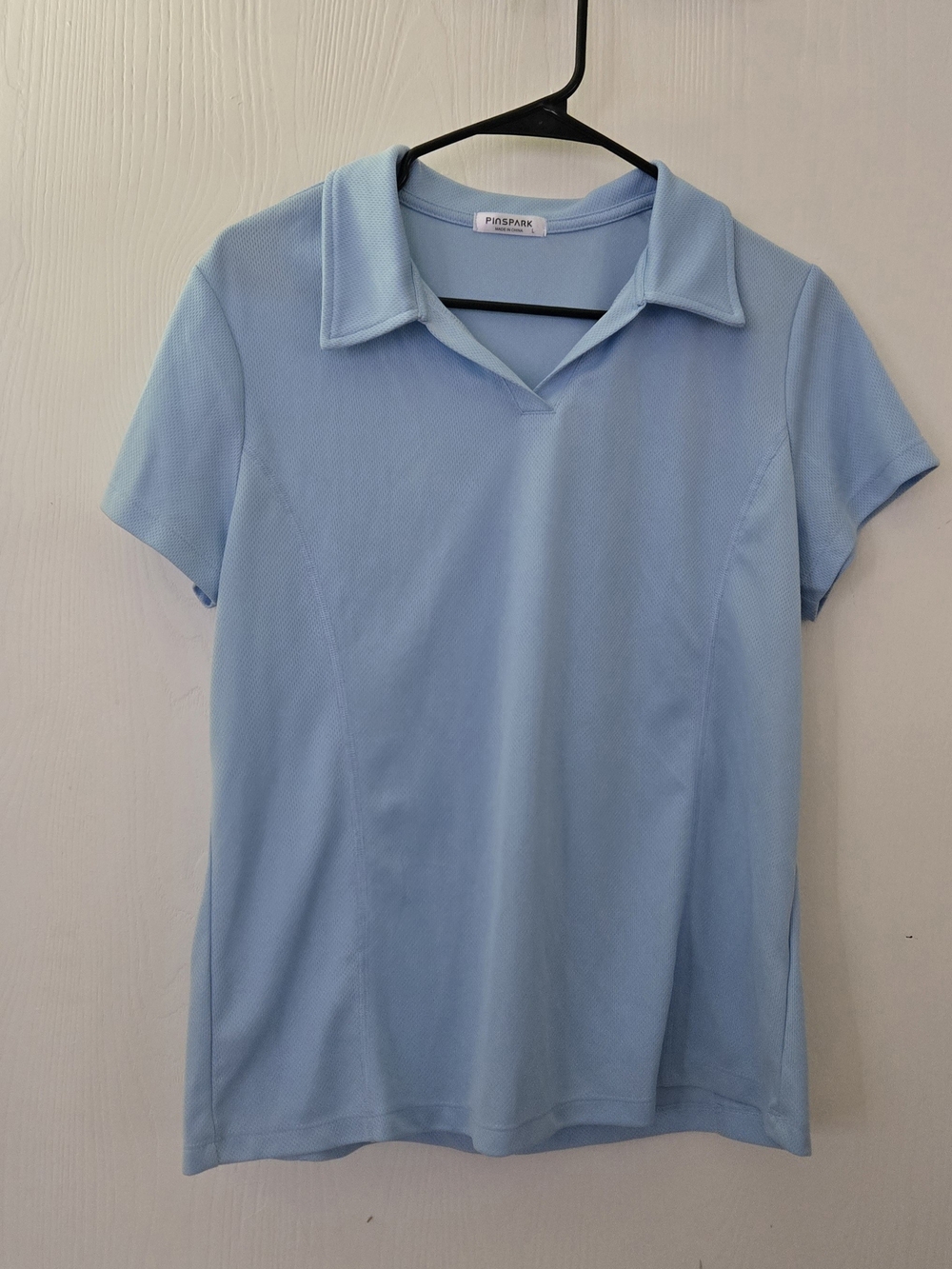 Pinspark Women's Sky Blue Short Sleeve Polo Golf Tee Large